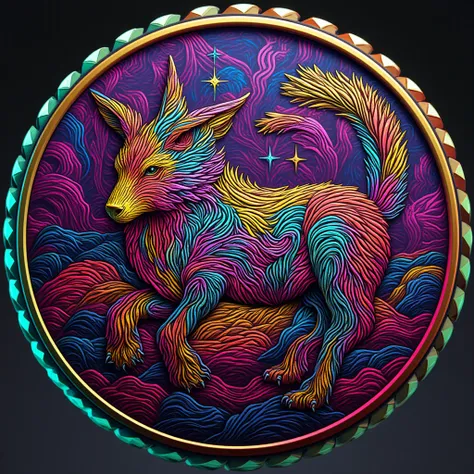 NFT 3D woodcut colorful flashy animal 