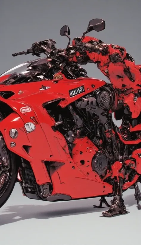 Akira Style Illustration {x} red design motorcycle poster,Akiraのバイク、 Cartoon inspired by Katsuhiro Otomo,  trending on pixiv, chest, Akira's motorcycle, Akira motorcycle, Akira art style, Akira japanese art, Akira artstyle, Akira vibes, 19xx :2 Akira movie...