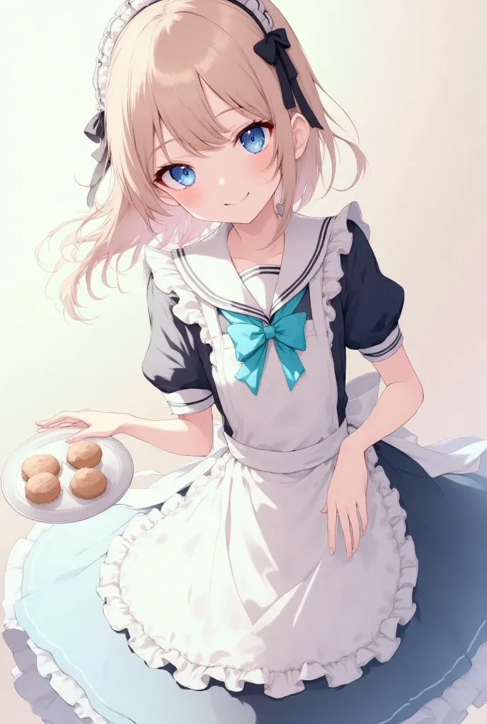 (Highest resolution clear_image) Best Quality, single, One Woman, Alone, masterpieceHighly detailed, Somewhat realistic, 
1girl,(((pink short hair,blue eyes))),(light blue maid Uniform),Uniform,Indoor Background, Long eyelashes、Showing teeth,smile,(((hold ...