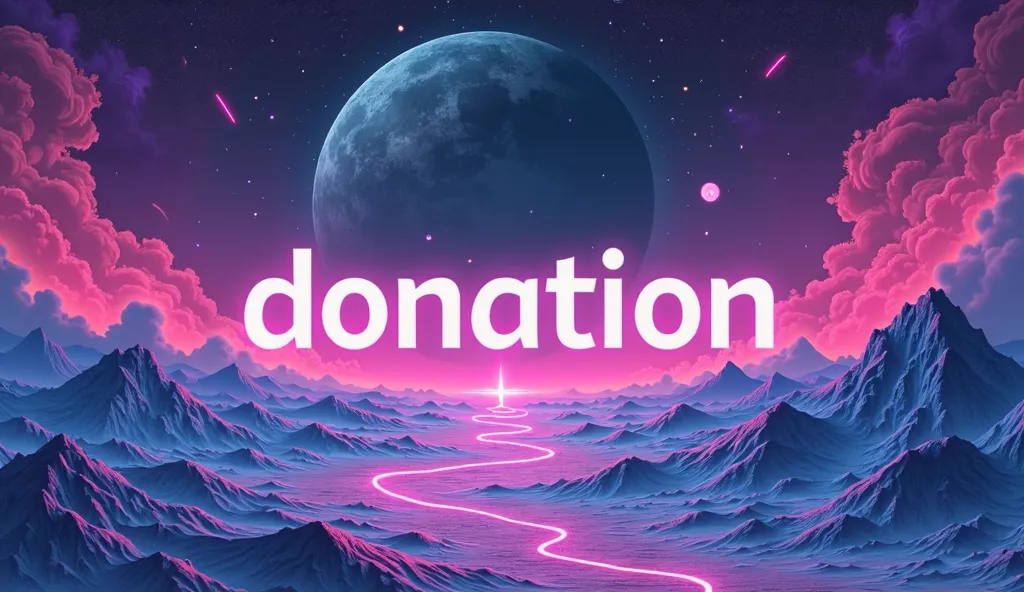  make a picture with the retrowave dream and the caption "donation" in the middle but with an older retrowave 
