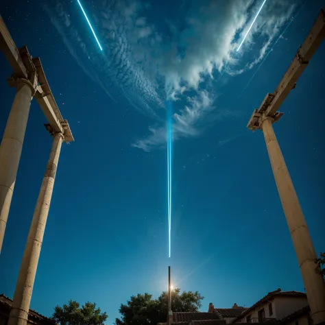 Vibrant blue light crossing the sky 