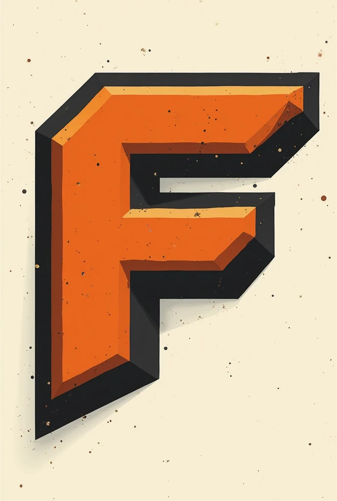 The letter F in orange and black