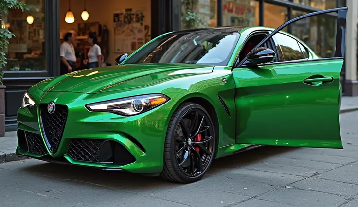 2025 alfa romeo Giulia green color sides door open 