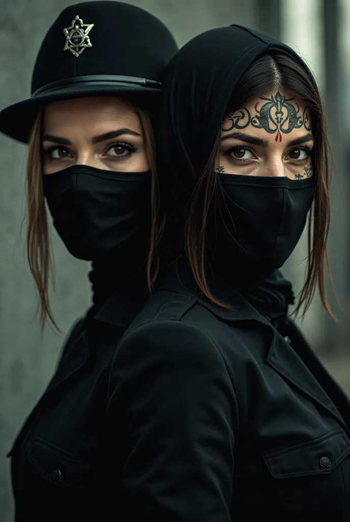 A dark action theme. A picture of two female leads. One is a Mafia while the other is a detective. The Mafia girl has tattoos and masked her face, only her eyes is visible, and she was clad in all black cloth. The detective is wearing a police uniform. the...