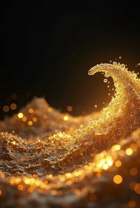 Black background with golden waves