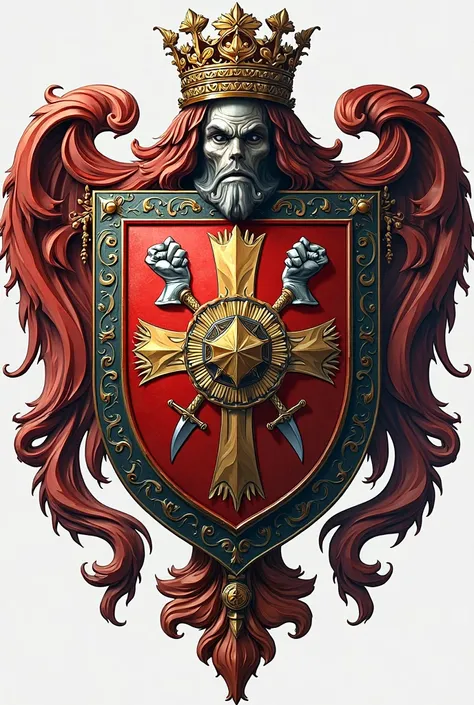 Create a coat of arms for the Nélis family that symbolizes strength, bravura, murder and hard work and perfect (Only the Coat of Arms)
