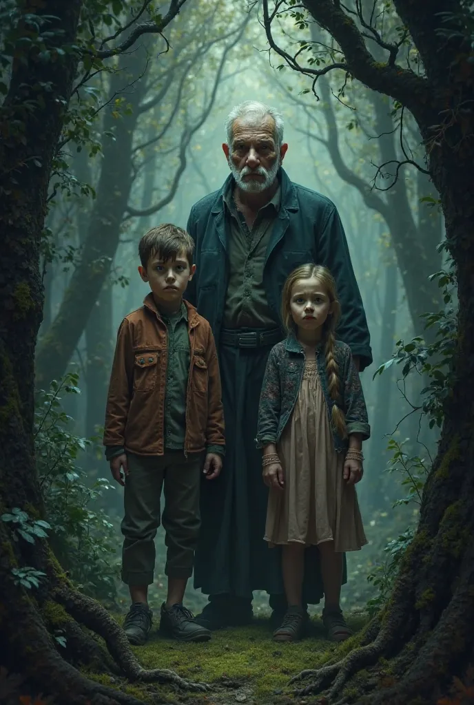 John and Mary and their stepfather in the dark forest 