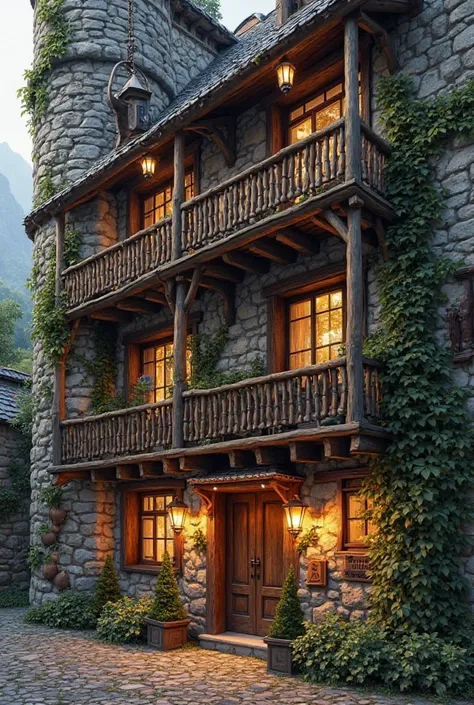 Lantern’s Haven Inn – Exterior (with Balconies)

A tall, timber-and-stone inn stands at the village's edge, its fortress-like walls giving it a sturdy presence. A large iron lantern, weathered by years of storms, swings above the entrance, casting an amber...