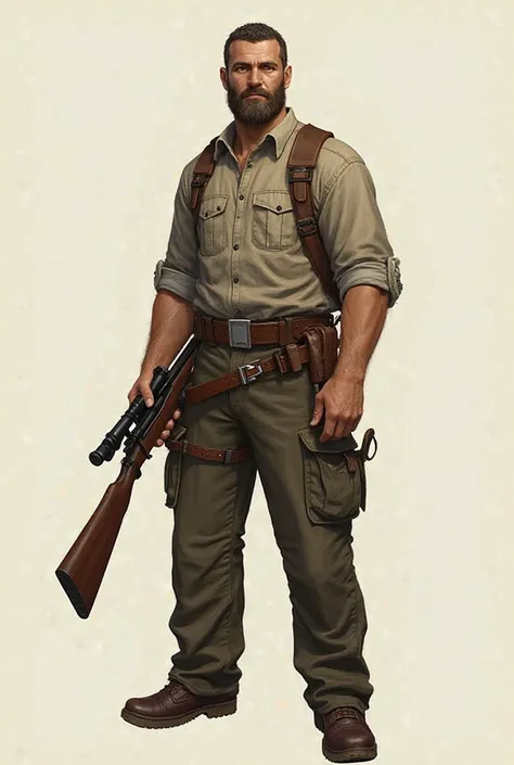 General image.                   Character Description :

Hunter 1

Physical Appearance:
- Age: 30 years
- Beard: clothing
- Country-style: strong and determined

Long and well-kept:
- Shirt:  squares , face
-: sturdy pants suitable for hunting

Arma:
- Ri...