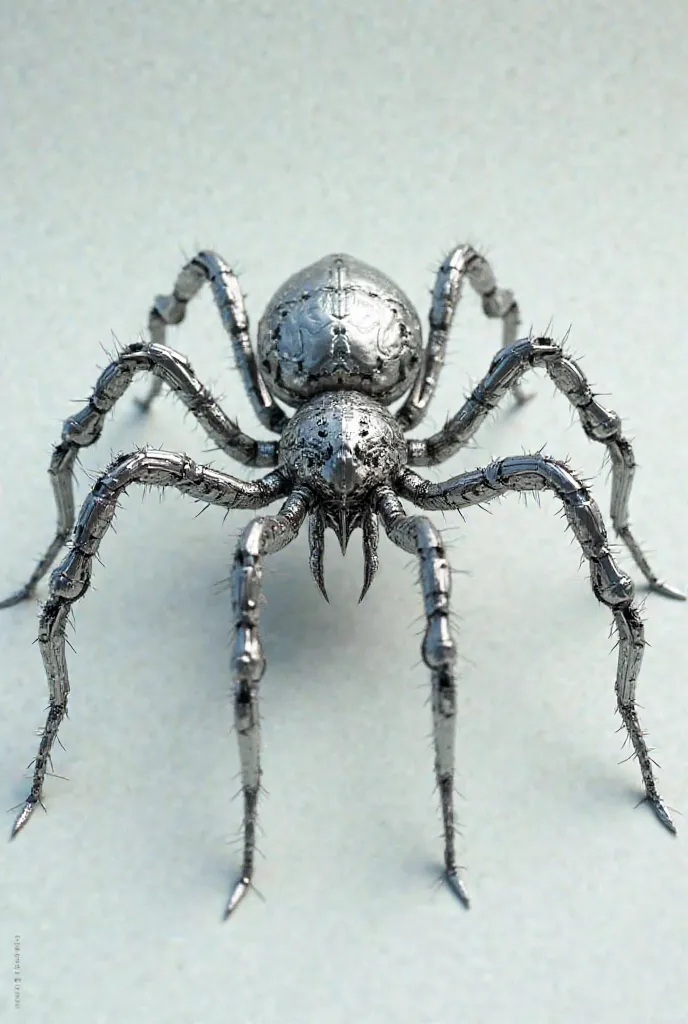 Realistic 3d silver spider
