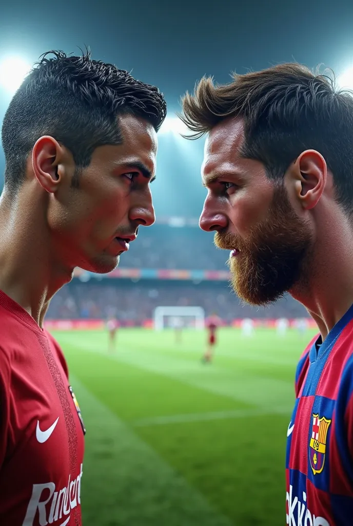 Cristiano Ronaldo facing Lionel Messi 