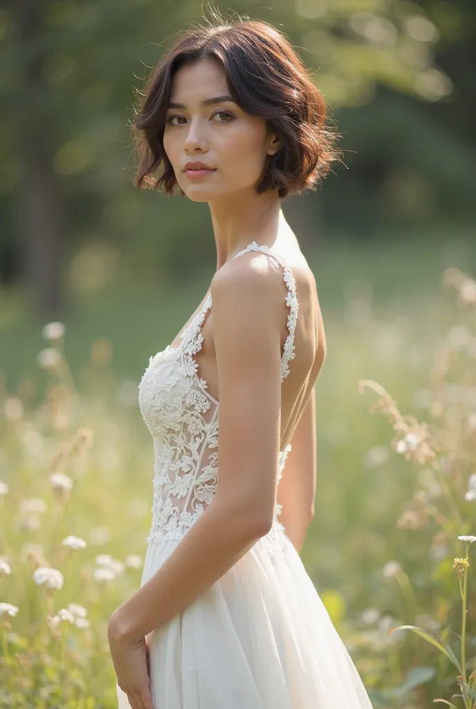 create an image of a bride with short hair 