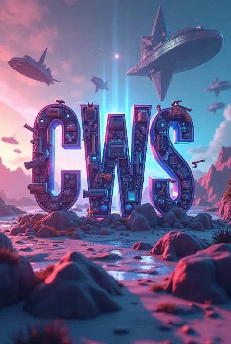 Create an image with the initials C,W and S and contain things from Fortnite

