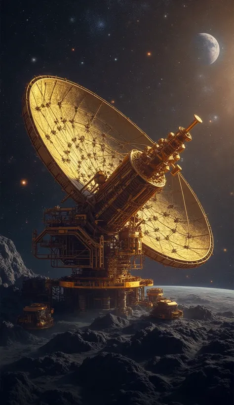 A realistic rendering of the James Webb Space Telescope with its golden hexagonal mirrors, capturing light from a faraway planetary system in deep space.