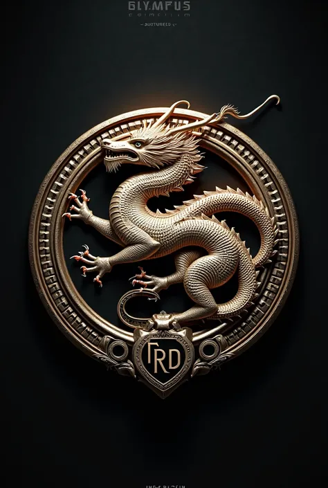 Image of a logo of a luxury car brand with the word Olympus and a dragon