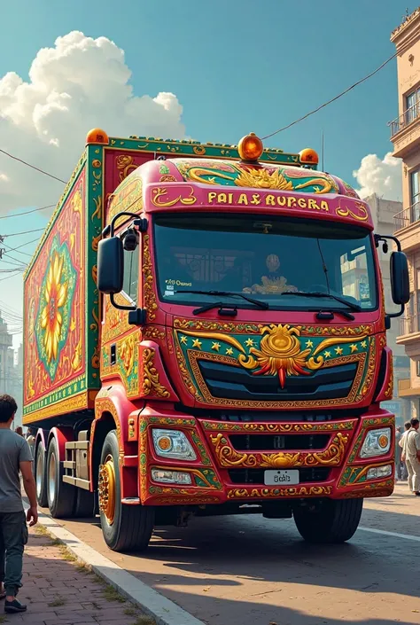 create me digital art based on pakistani tradition for example truck art 