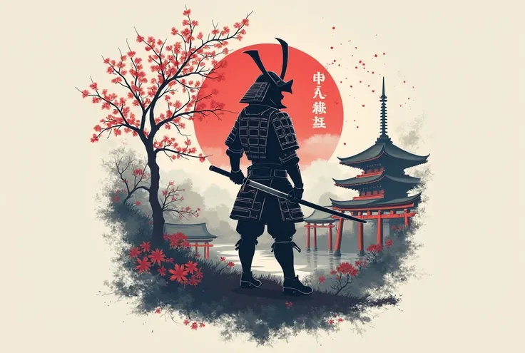 Old Kyoto-style soccer logo for a team. It must be titled:"Samurai"