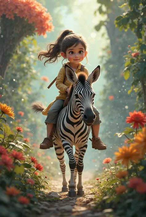 At give me the picture of the girl riding the dwarf zebra