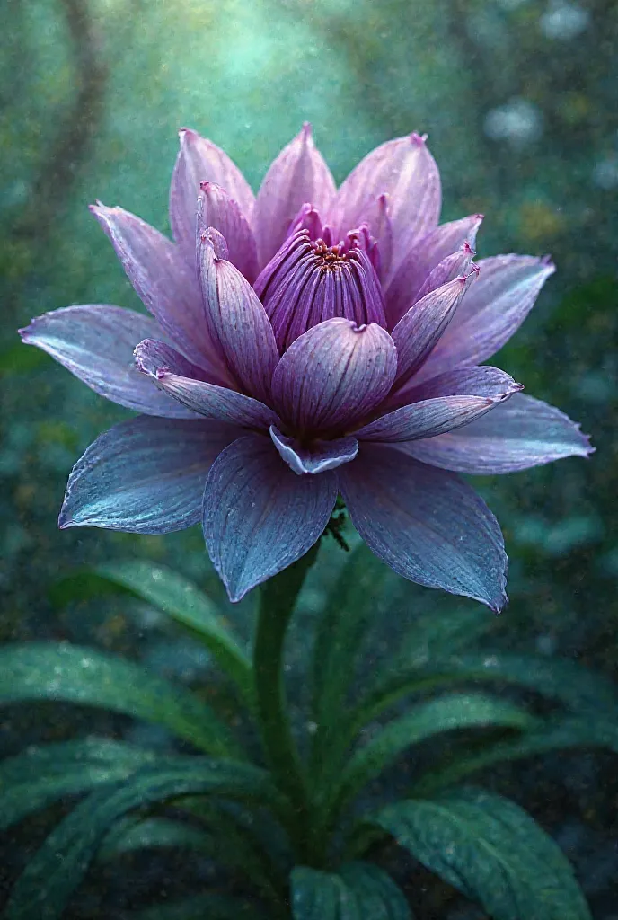 A purple green flower