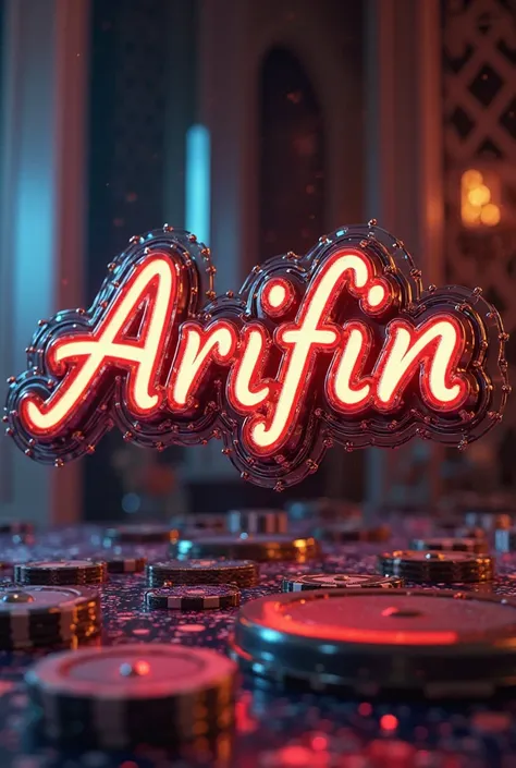 Create a logo for a casino platform with the name ARIFIN in an animated 3d style in the same style as the name-themed name 