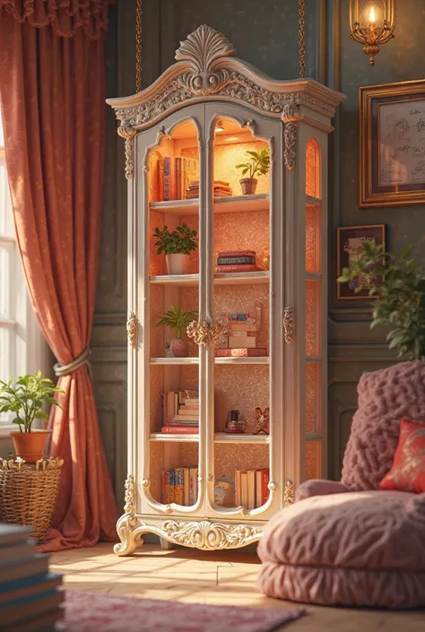 Very beautiful bookcase with glitter, cute and delicate image 