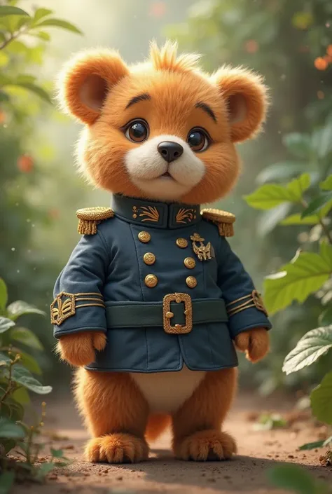 Create a cuddly hybrid animal with a colonel's costume 