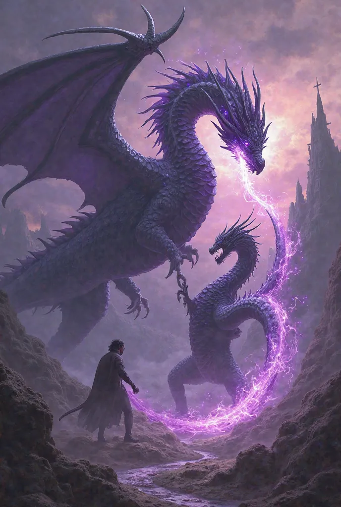 It generates a purple dragon with a black one spitting purple fire that looks dark