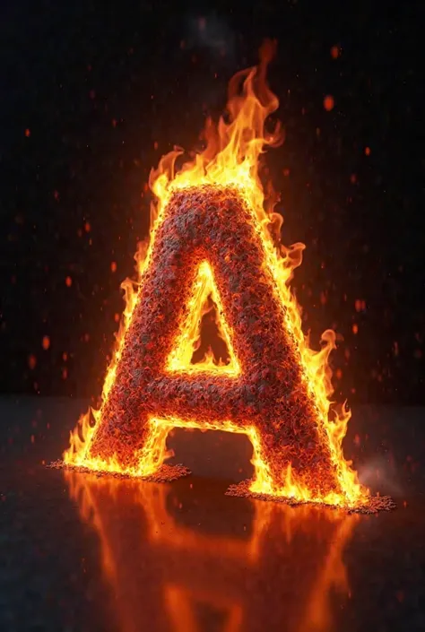 Animated the a letter like realistic fire