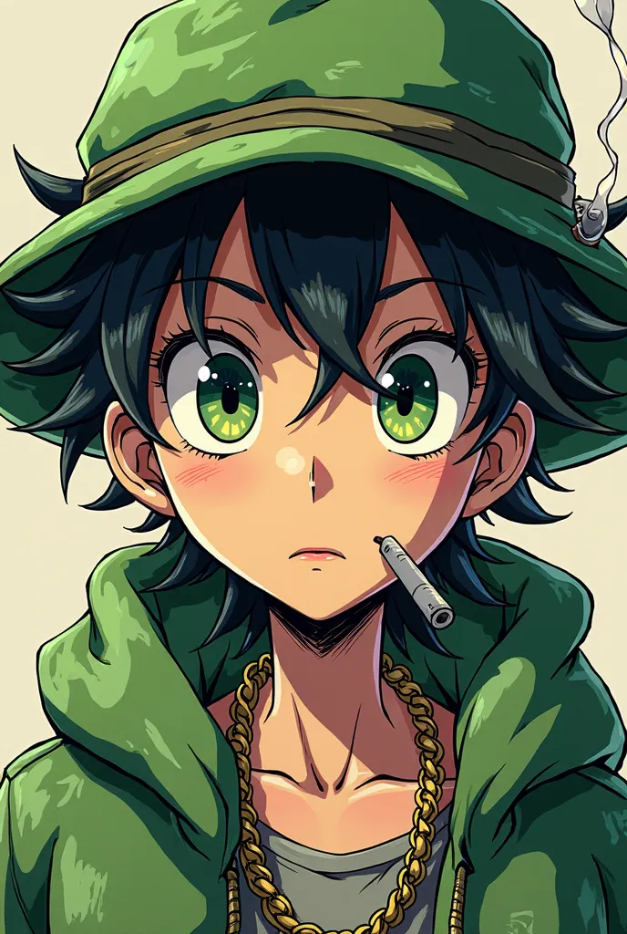 arafed image of a cartoon character with a green hat and a cigarette, album art, album art cover, cover art, album artwork, official artwork, album cover art, inspired by Eiichiro Oda, album cover, high quality fanart, alternate album cover, official artwo...