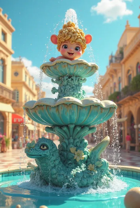 Triton Fountain Malta, 3D cartoon