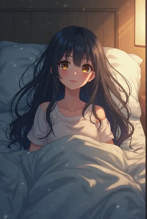 Hinata lies in bed, asleep until she hears the door open. Who's there? Hinata watches cautiously, awaiting a response