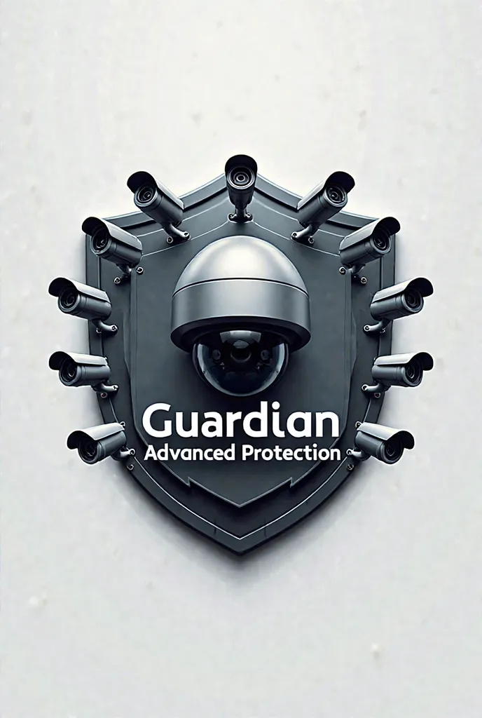 Company logo with the name Guardian Advanced Protection, with a speed dome and cameras all around 
