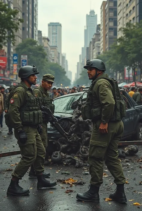 They create an image of a traffic accident 
 with people from the Colombian National Army 