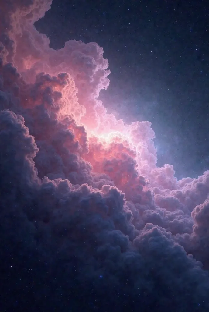 A cloud of cosmic gas and dust glowing softly in the dark.