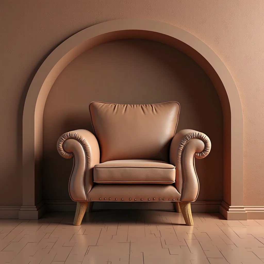 the furniture store's logo in brown tones, with an armchair in the middle of the logo, 4K, HDR. detailed 