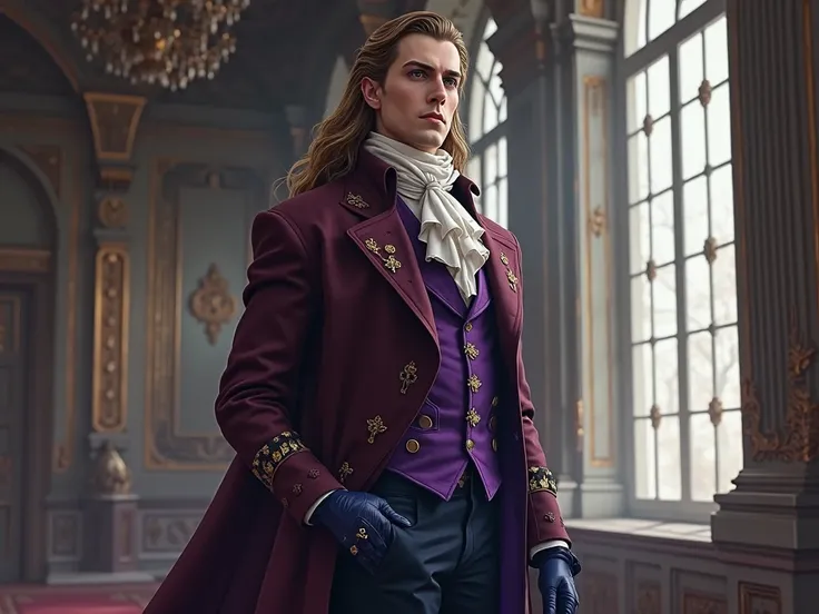 a pale and tall man, who looks 30-35 years old.  powers He has long  (to the waist) light brown hair with a golden tint, thin gray-blue eyes with dark purple eyeshadow and noticeably tall cheekbones. His Victorian clothes, The old-fashioned , consists of a...