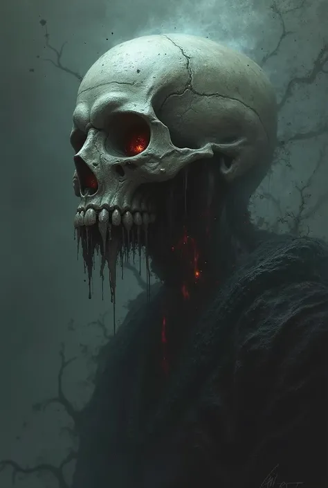 mystical, Illustration, dark, skeleton, Only head can be seen, 