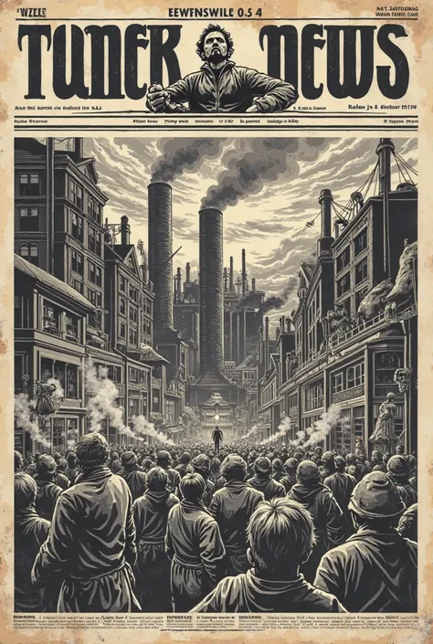 make me a newspaper from the industrial revolution with the saying workers of the world unite 