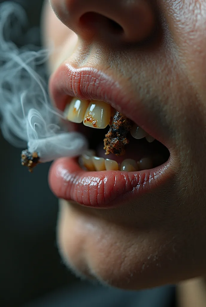 Picture of the mouth with smoking problems,