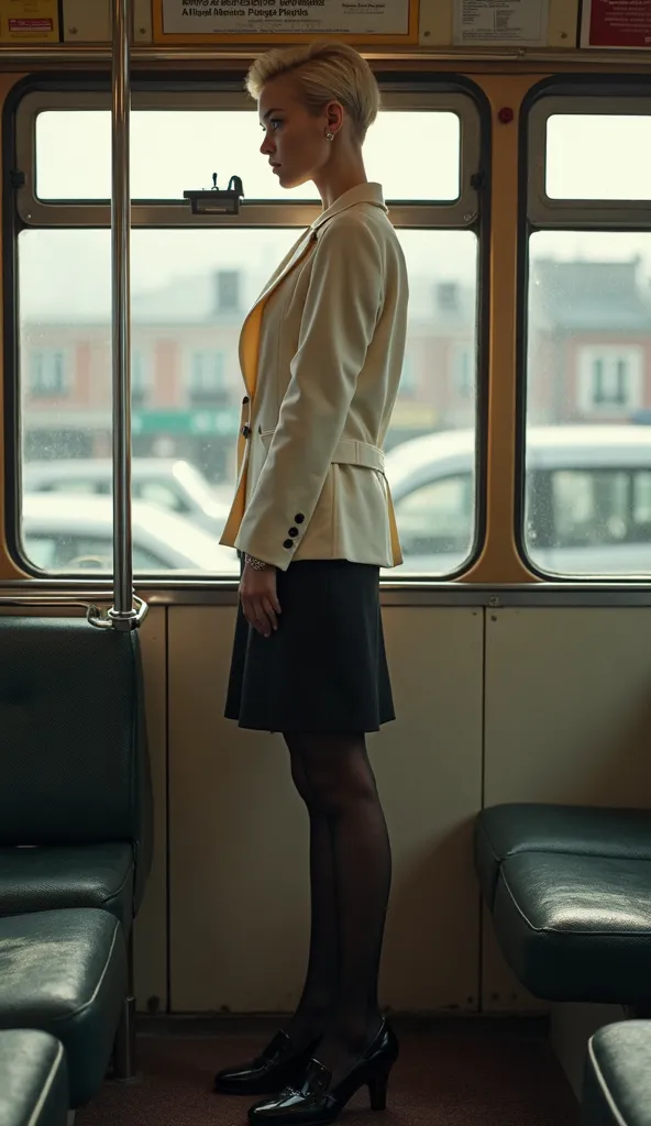 An elegant lady, similar to Serbian and ex-Yugoslavian actress Neda Arneric, (6,5 in) tall stands tall in the bus, while her refined aristocratic appearance is evident even in profile. Short cropped blond hair gives her character. Her gaze is fixed on the ...