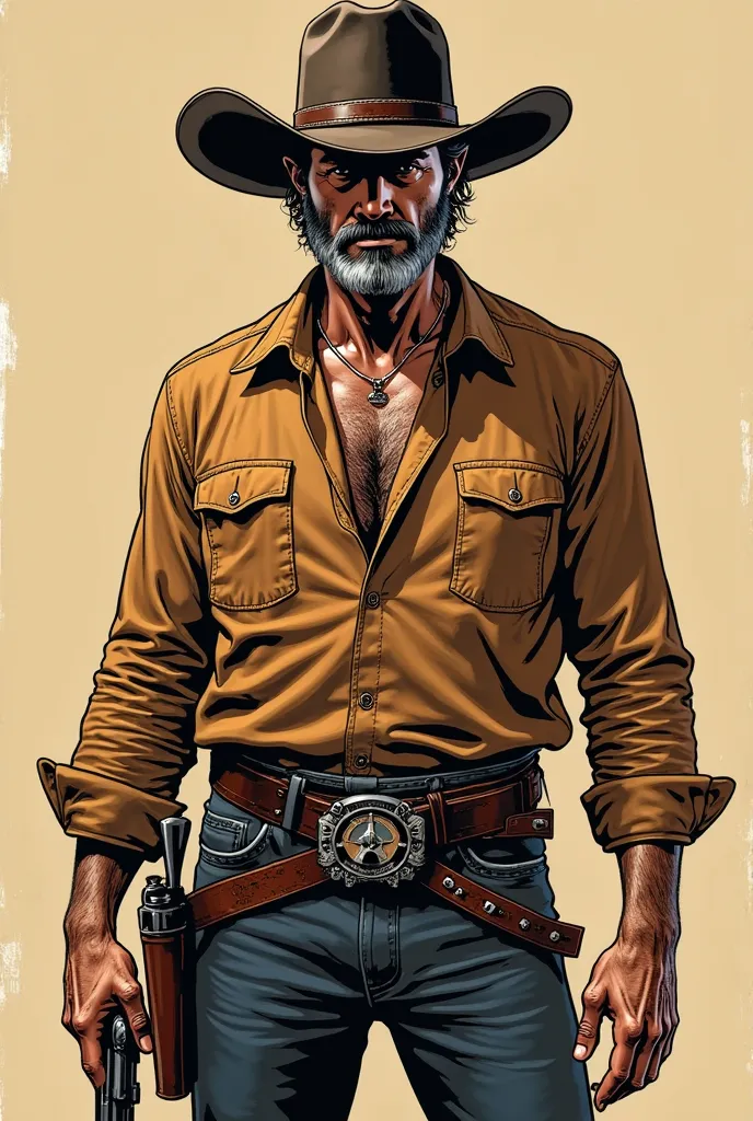 Solo, Alta resolução, Preciso, Anatomicamente correto, Fundo simples, a man in a cowboy outfit, mexican vaquero, the gunslinger, jaime jasso, western comic book style, an epic western, western comic book art, arthur morgan, the cowboy in the weird west, gu...