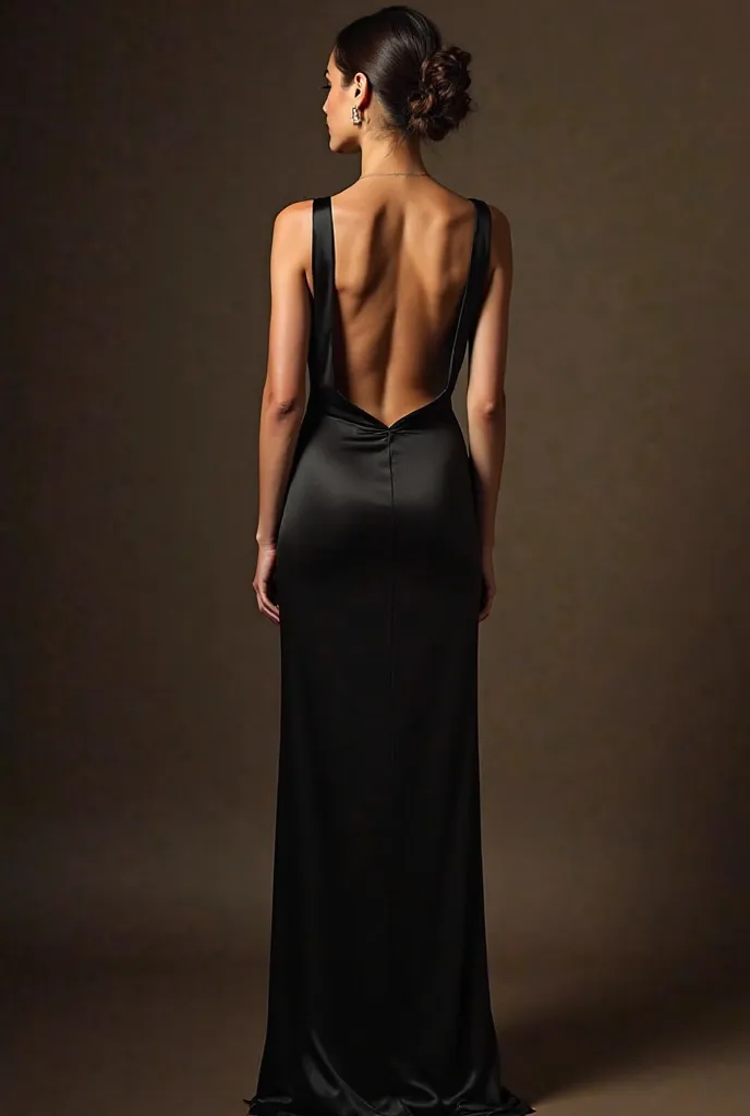 Create for me the image of a backless black silk dress with a deep but not vulgar neckline at heart, It reached about mid-thigh and could perfectly wrap an hourglass physique. The silk material didn't make it too tight but it was still very sexy, elegant b...