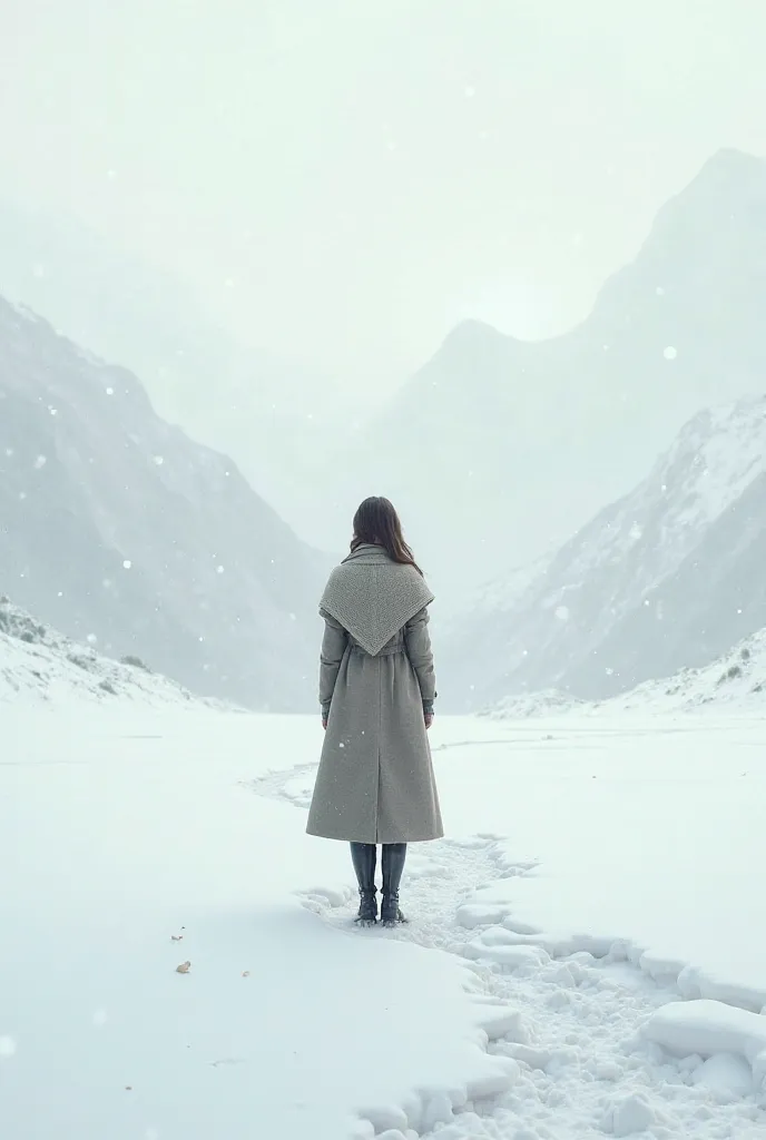 Woman with her back in the snow