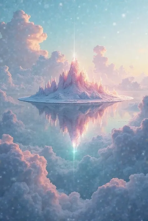 Create an image
It should look As realistic as possible, like a real photo of the real world. 

Islands floated in the air, surrounded by a soft, iridescent light. Below there was not a precipice, no sky, not clouds: just an endless horizon, iridescent pea...