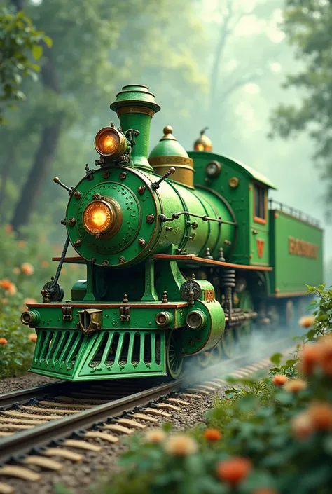 Beautiful fantastic green colored ren's train 