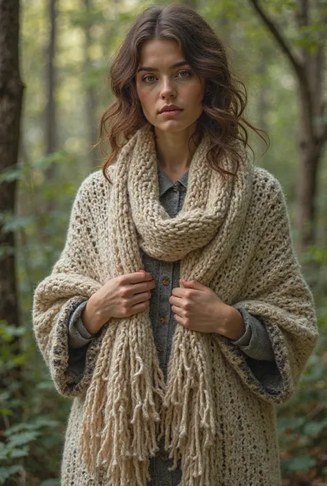 Crochet woman scarf natural