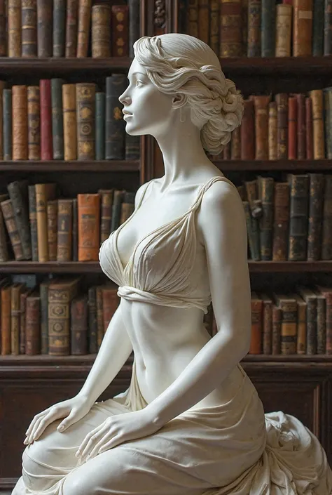 ren's sculpture with books and elegance 