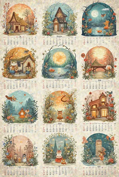 Create me a calendar of all the months of the year separated 