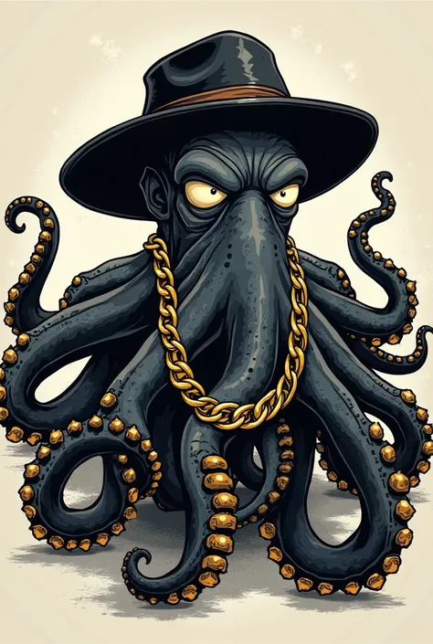 Create a gansta black octopus for a clothing store logo 