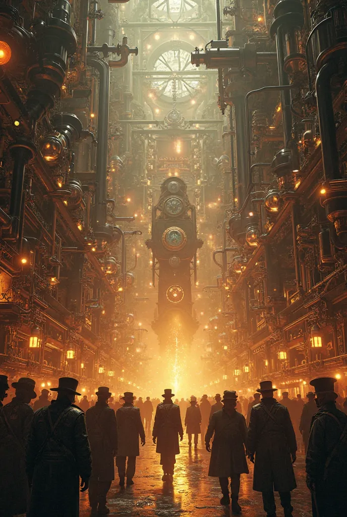 there is a big room with lots of lights and lots of tables, steampunk factory background, matte painting of steam engines,  fantasy atmospheric lighting , steampunk  conceptual art, steampunk setting, dramatic lighting.  conceptual art, in a steampunk labo...